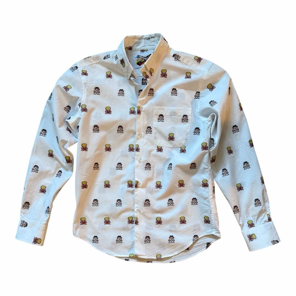 Naked & Famous Capcom Street Fighter Ken & Ryu Button Down Shirt Size: M